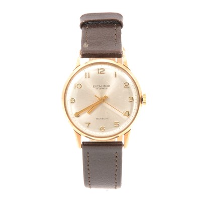 Lot 595 - Gents Excaliber wristwatch, 9ct gold case