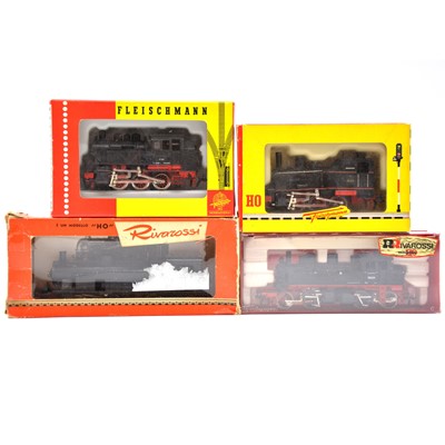 Lot 210 - Four HO gauge tank locomotives, including Rivarossi, Fleischmann, boxed