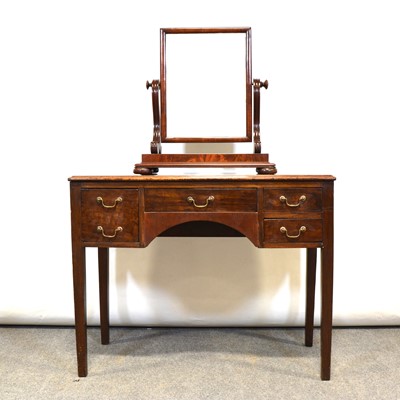 Lot 370 - George III mahogany side table and a dressing table mirror