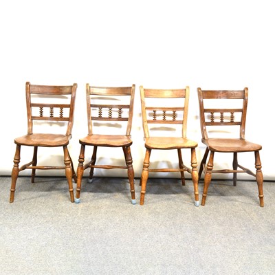 Lot 332 - Set of four elm and beech kitchen chairs