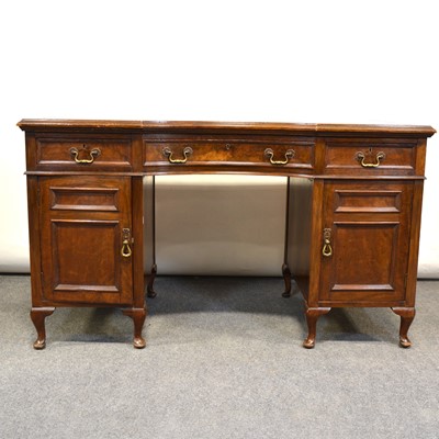 Lot 368 - Victorian walnut twin pedestal desk