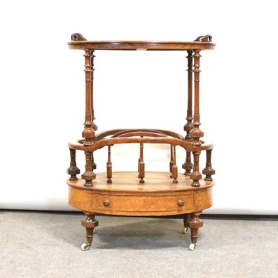 Lot 382 - Victorian burr walnut Canterbury table