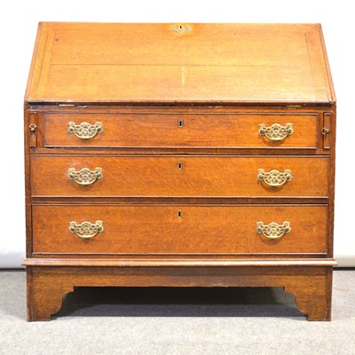 Lot 450 - George III oak bureau