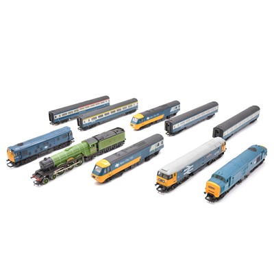 Lot 123 - Five Hornby OO gauge locomotives, some with matching dummy cars and coaches