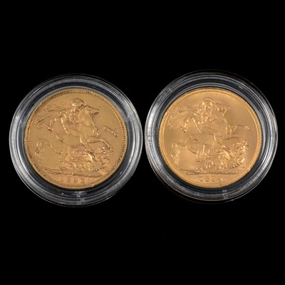 Lot 48 - Two Gold Full Sovereign Coins.