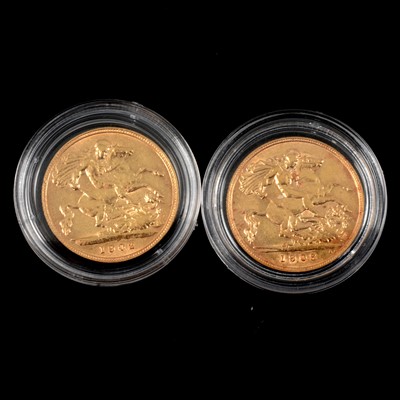 Lot 214 - Two Gold Half Sovereign Coins.