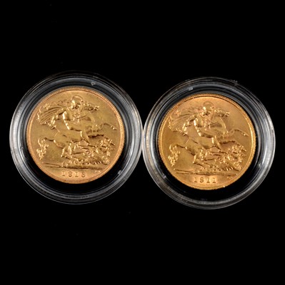 Lot 57 - Two Gold Half Sovereign Coins.