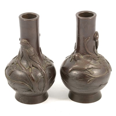 Lot 210 - Pair of Japanese bronze vases