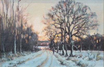 Lot 466 - David Hyde, Country lane in winter