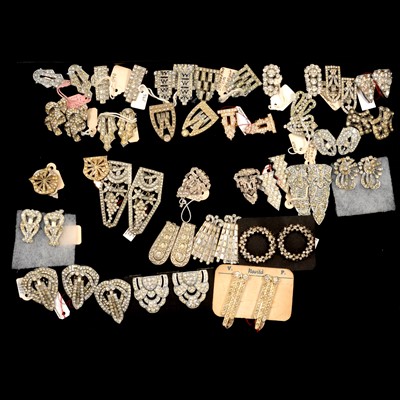 Lot 273 - Twenty five pairs of Art Deco and later paste set dress clips and three matching.