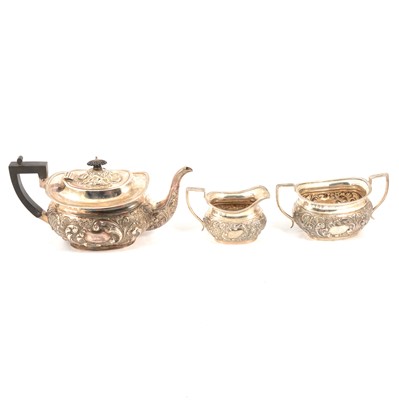 Lot 266 - A silver three piece teaset, Wililam Williams Ltd, Sheffield, 1901