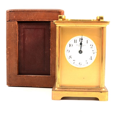 Lot 179 - Botly & Lewis of Reading carriage timepiece in travelling case, and an oak cased twin train clock.