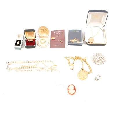 Lot 247 - A collection of gold and costume jewellery