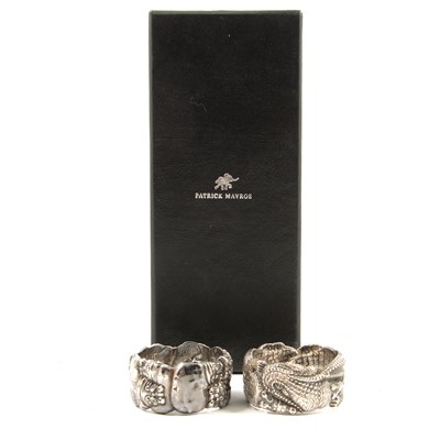 Lot 226 - Patrick Mavros - two silver napkin rings, Crocodile and Rhino.