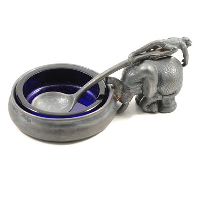 Lot 229 - Patrick Mavros - a silver Elephant and Monkey Mustard with Spoon.