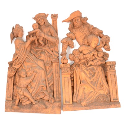 Lot 201 - Pair of Tudor style continental carvings.