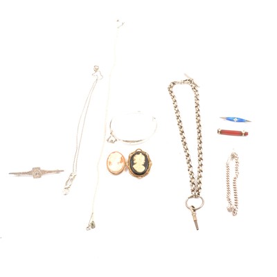 Lot 240 - Brooches, bracelets, bangles, pendant, and chain.