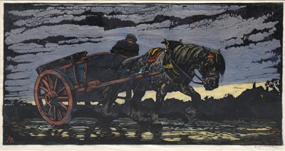 Lot 341 - After Haydn Mackey, Homeward Plods His Weary Way, and another woodblock print.