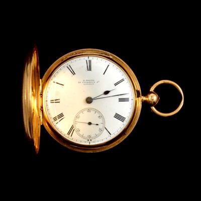 Lot 140 - An 18 carat yellow gold full hunter pocket watch.