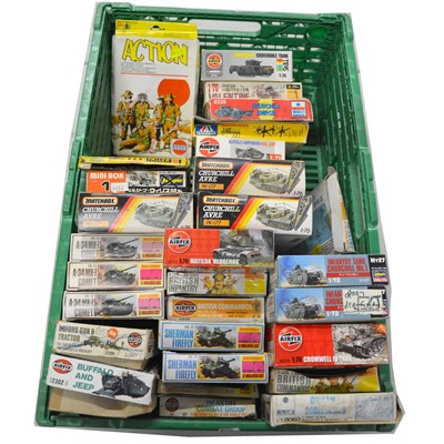 Lot 209 - Twenty-nine military model kits, including Matchbox, Airfix and ERTL