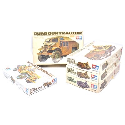 Lot 196 - Five Tamiya model military vehicle kits