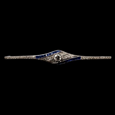 Lot 123A - An Art Deco sapphire and diamond bar brooch.