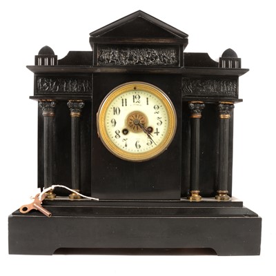 Lot 99 - Large French marble mantel clock, architectural form