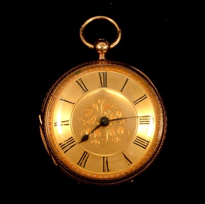 Lot 148 - A small 18 carat gold pocket watch.