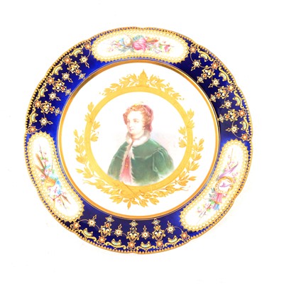 Lot 58 - Four Sevres porcelain cabinet plates, painted with portraits