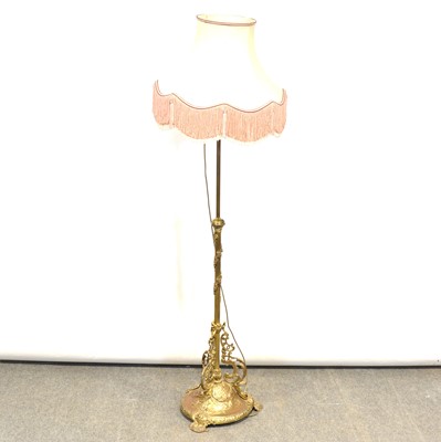 Lot 380 - Edwardian brass standard lamp