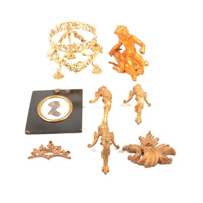 Lot 97 - Elkington gilt metal stand, ormolu mounts, and a silhouette portrait