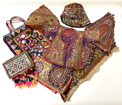 Lot 199 - Large quantity of Rabari hats and other textiles