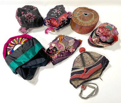 Lot 5 - Collection of Chinese embroidered hats