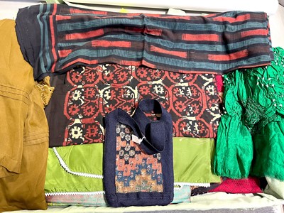Lot 13 - Quantity of burkhas, saris, and Bandhari fabric and clothing