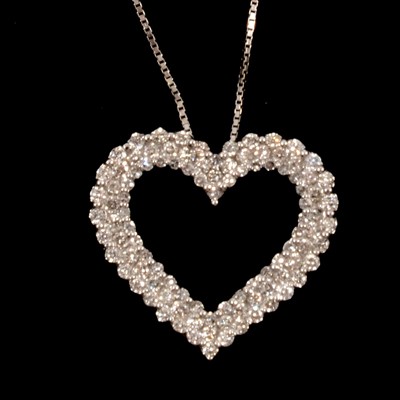 Lot 93A - A diamond heart pendant and chain.