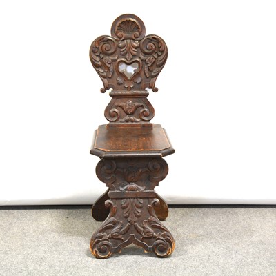 Lot 421 - Carved softwood hall chair