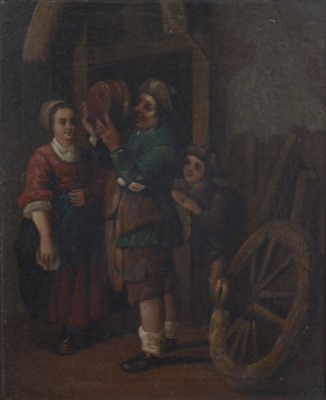 Lot 312 - Follower of David Teniers, Figures outside an Inn, and a companion work