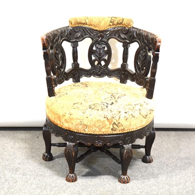 Lot 425 - Victorian carved oak hoop-back chair