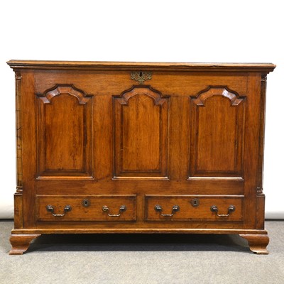 Lot 424 - George III oak Lancashire type oak mule chest