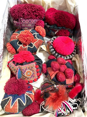 Lot 23 - Collection of embroidered hats, Thailand/ Burma