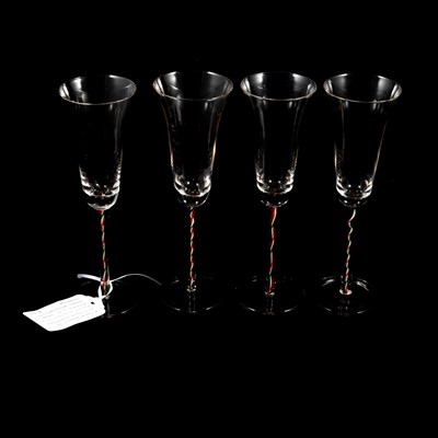 Lot 78 - Set of four Murano champagne flutes