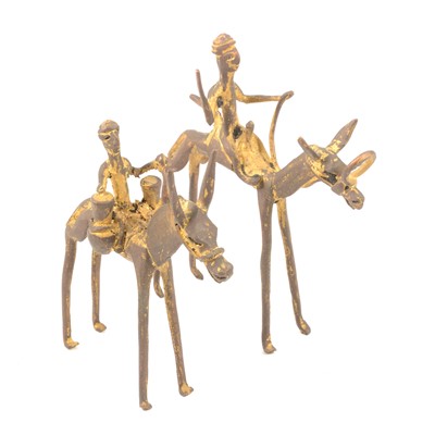 Lot 126 - Two African gilt metal figures on horseback