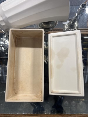 Lot 542 - Keith Murray for Wedgwood, a Modernist cigarette box, and a fluted wall pocket.