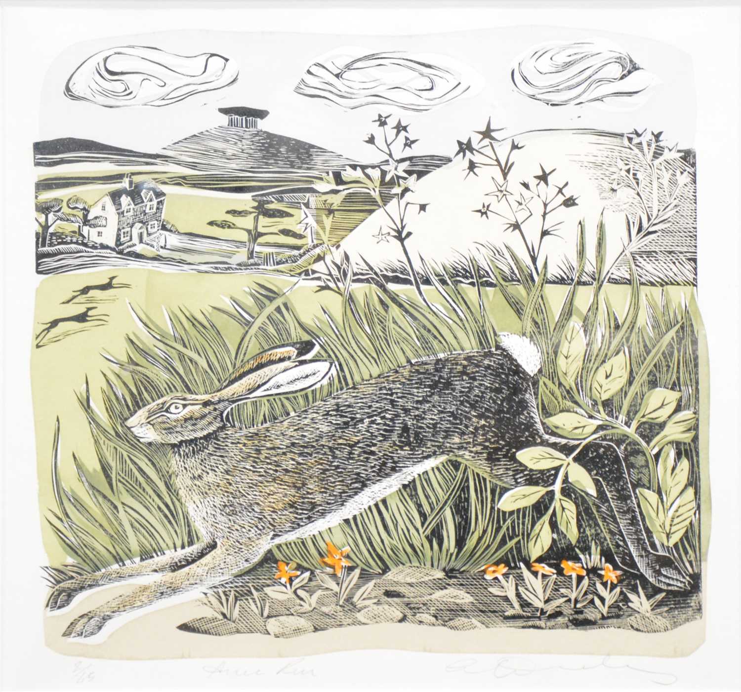 Lot 592 - Angela Harding, Hare Run and another print,