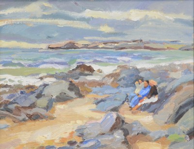 Lot 299 - Neil Bolton, Picnic on Pendower Beach Cornwall.