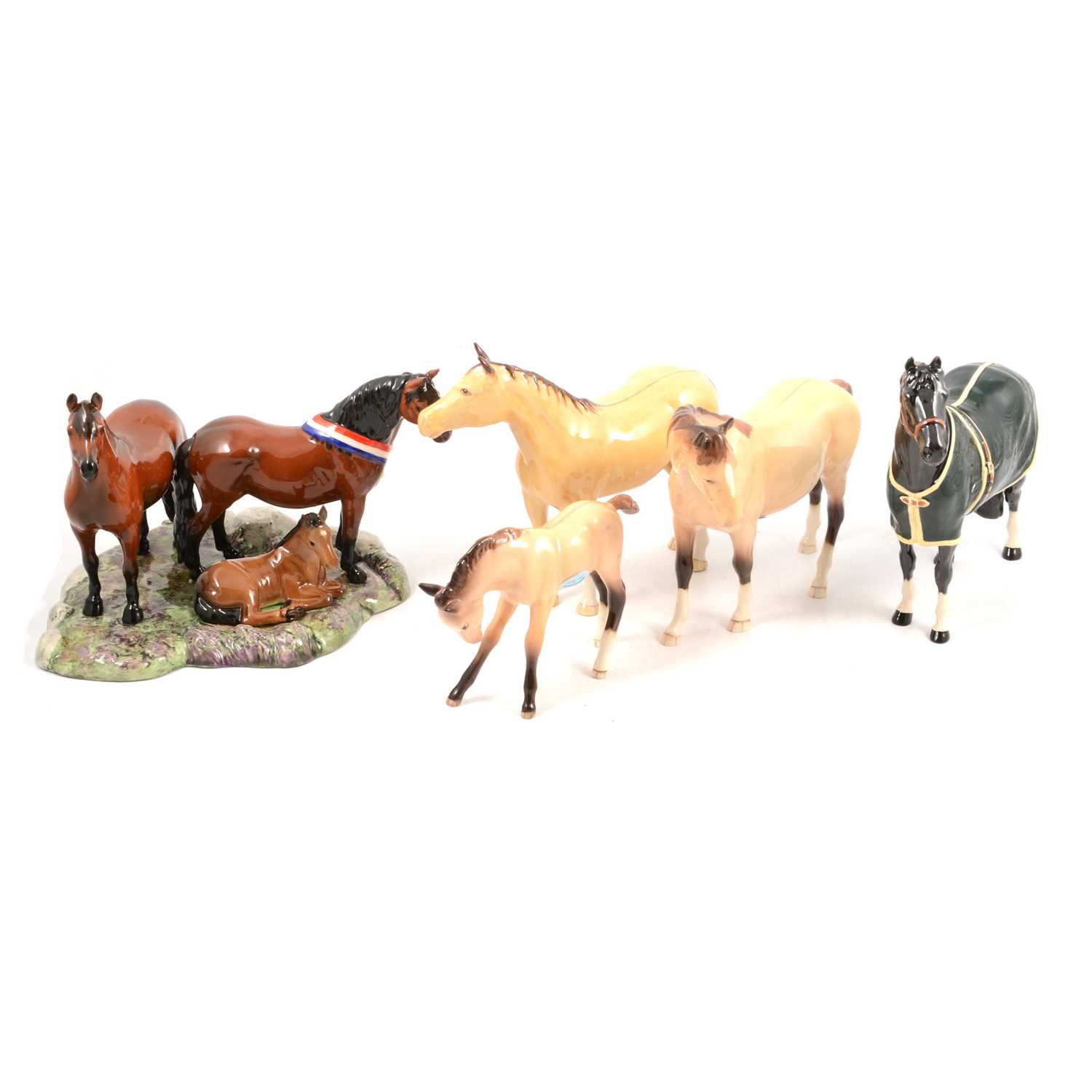 Lot 144 - Five Beswick pottery horse models