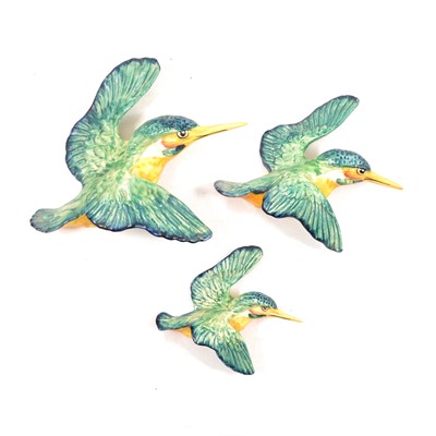 Lot 82 - Set of thee Beswick pottery kingfisher wall plaques