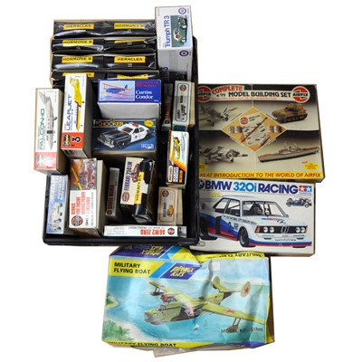 Lot 212 - Twenty-three model vehicle kits, including Airfix, Tamiya, Matchbox, boxed