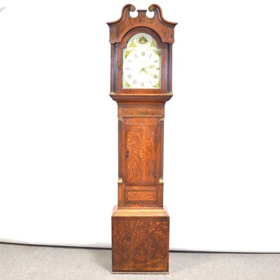 Lot 368 - Oak and mahogany longcase clock