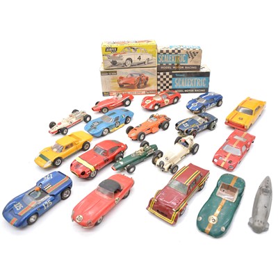 Lot 184 - A collection of slot cars, spares and boxes